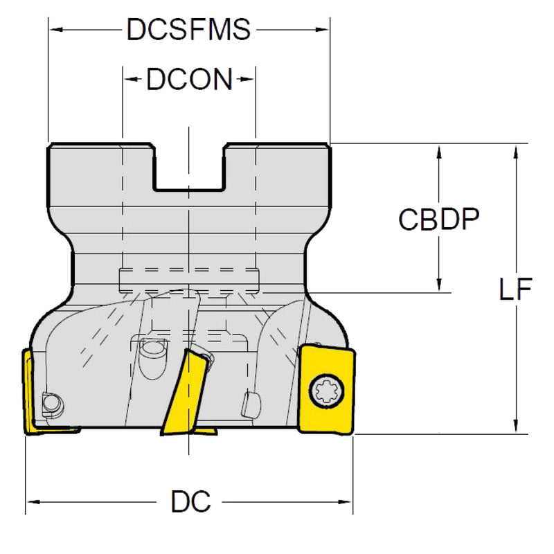 Optimum (3544255) Indexable insert Milling cutter 50mm- F90-APKT16-D50Z5S22