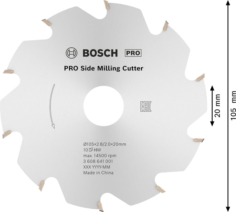 Bosch PRO Side milling cutter 105mm x20mm – 10