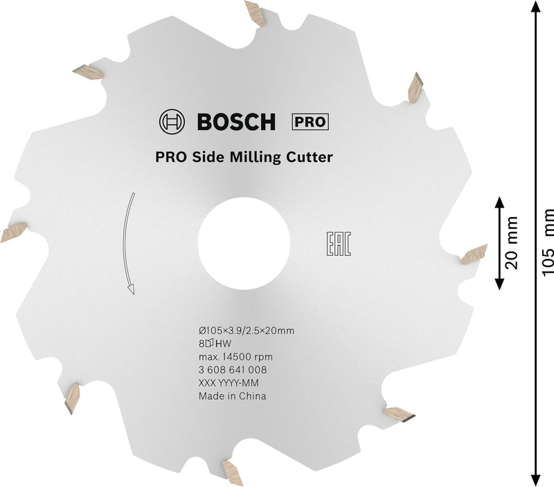 Bosch PRO Side milling cutter 105mm x20mm – 8T