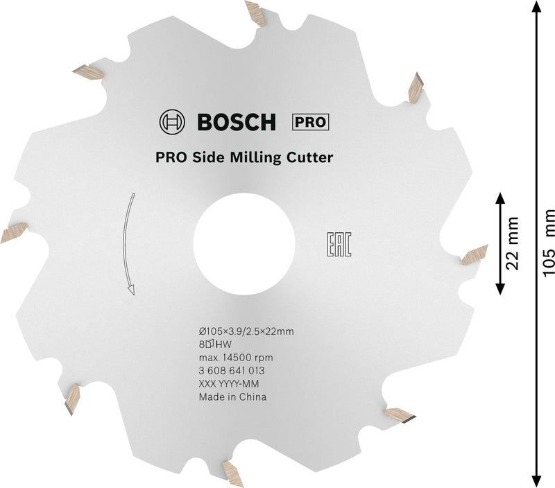 Bosch PRO Side milling cutter 105mm x22mm – 8T