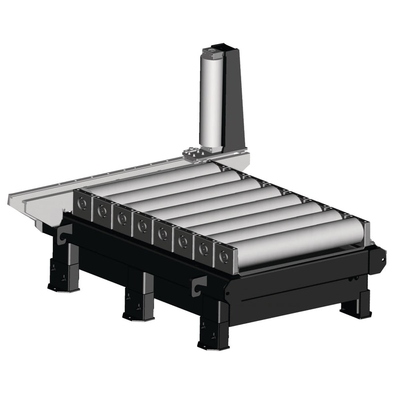 Esteira transportadora de rolos Metallkraft (2000 x 800 mm, entrada/descarga lateral, serviço pesado)