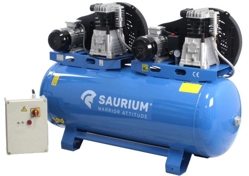 Compressor de Ar Correia, 270L, 4 hp + 4 hp, 10Bar, Trifásico