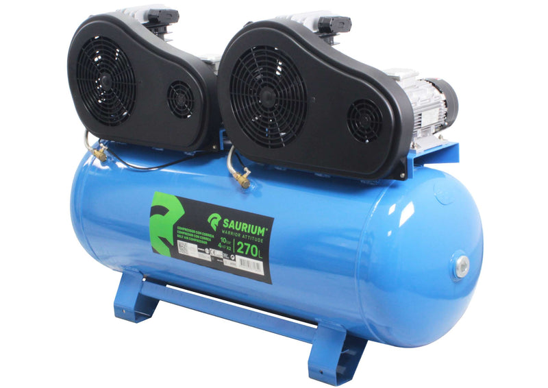 Compressor de Ar Correia, 270L, 4 hp + 4 hp, 10Bar, Trifásico