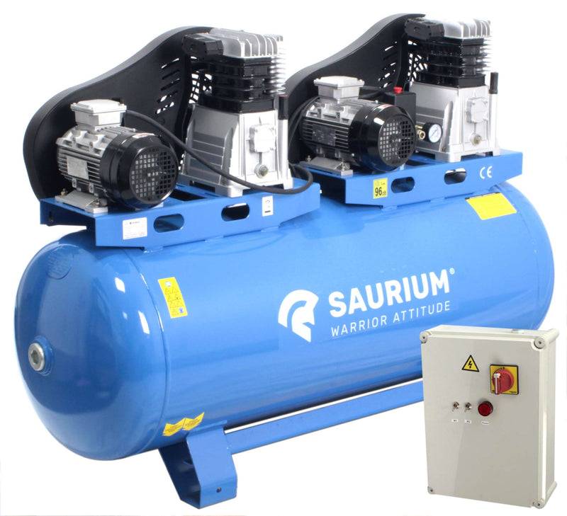 Compressor de Ar Correia, 270L, 4 hp + 4 hp, 10Bar, Trifásico