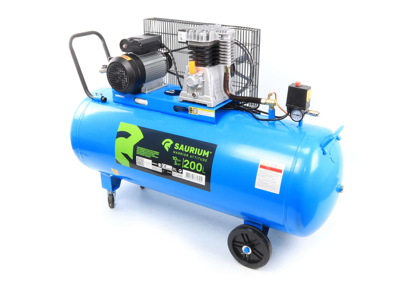 Air Compressor, Belt, 200L, 3hp, 10Bar - SAURIUM®