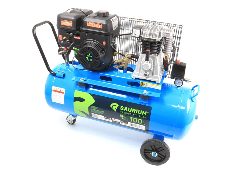 Compressor de Ar Correias, Gasolina, 100L, 10Bar, 7HP