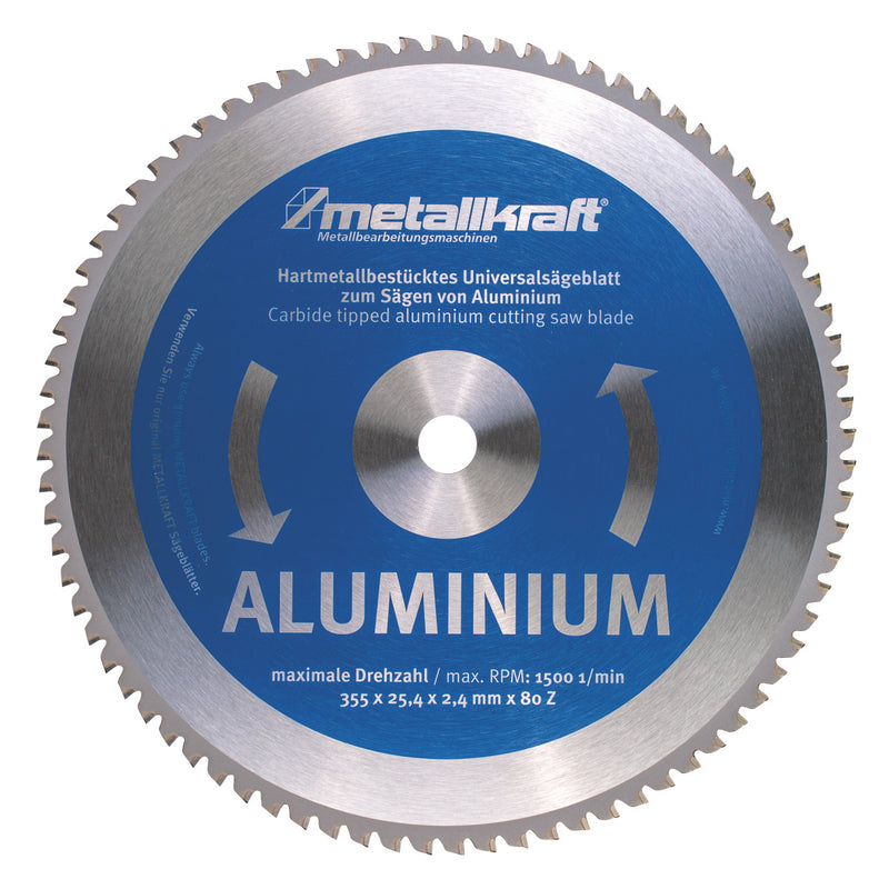 Lâmina de serra para alumínio Metallkraft (Ø 355 x 2,4 x 25,4 mm)