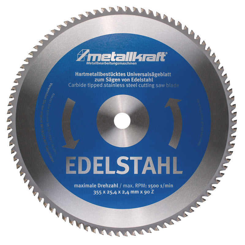 Hoja de sierra para acero inoxidable Metallkraft (Ø 355 x 2,4 x 25,4 mm)