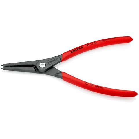 Alicates de precisión para arandelas de retención Knipex (49 11 A3) para arandelas de retención externas en ejes.