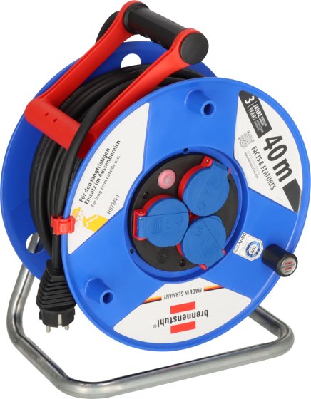 Enrolador de cabos Brennenstuhl Garant IP44 para local e profissional 40m H07RN-F 3G1,5