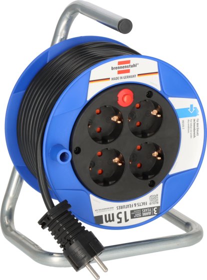 Enrolador de cabo compacto Brennenstuhl preto 15m H05VV-F 3G1,5