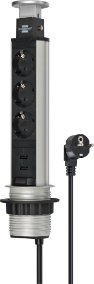 Brennenstuhl Tower Power Strip & USB-Charger Desktop Extension 2m H05VV-F 3G1,5