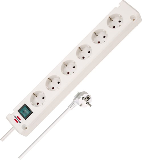 Brennenstuhl Bremounta Extension Lead 6-way white 3m H05VV-F 3G1.5