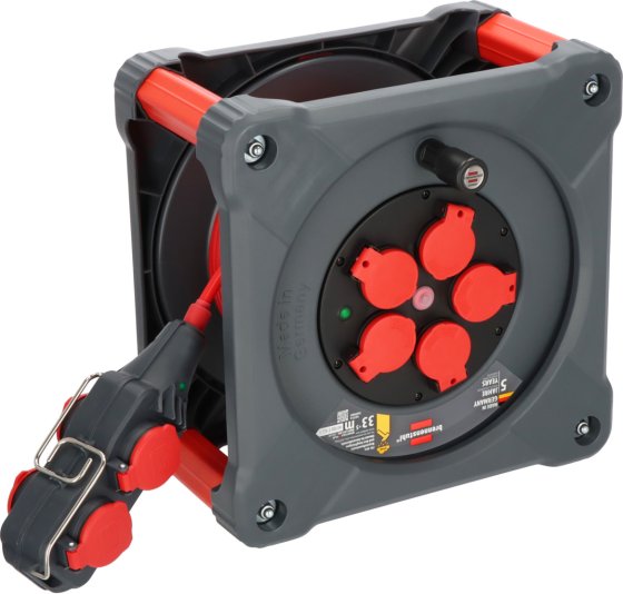 Enrolador de cabos para estaleiro Brennenstuhl Professional com Powerblock KC 3210 5 IP44, 33+5m H07BQ-F 3G2.5