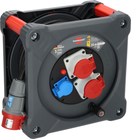 Enrollador de cable CEE profesional Brennenstuhl KD 3200 C7 IP44, 30 m H07RN-F 5G2.5