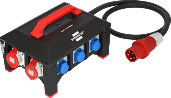 Distribuidor de energia profissional de borracha Brennenstuhl BSV 5-63A 2m H07RN-F 5G16,0 1xCEE32A+2x16A, 6x230V