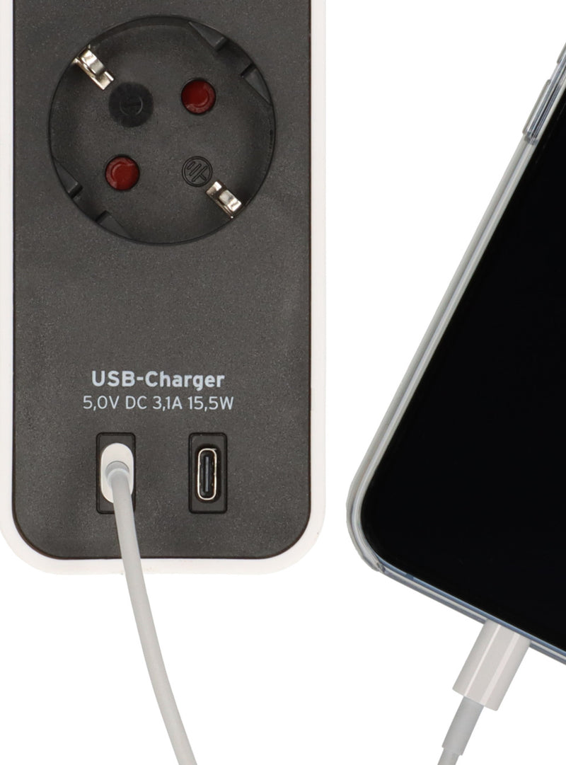  Extensão Eléctrica 4 Vias + 2 USB-C Brennenstuhl Ecolor 3G1.5 x 1.5m