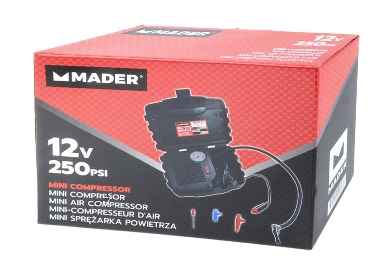 Mini compresor de aire, 250 PSI, 12 V - MADER®