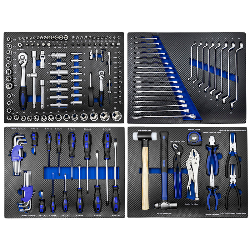 Conjunto de 4 módulos de ferramentas JBM (43708A) com acabamento em fibra de carbono - Azul