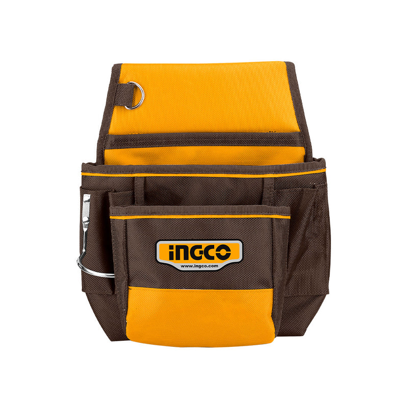 Bolsa de ferramentas INGCO (HTBP010128) em nylon com 9 compartimentos + martelo.
