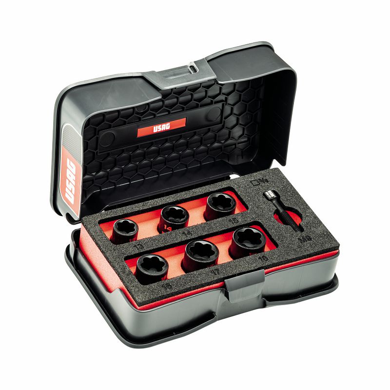 USAG (456 S6 3/8) Set of Impact Socket Extractors with Special Profile (6 Pcs)