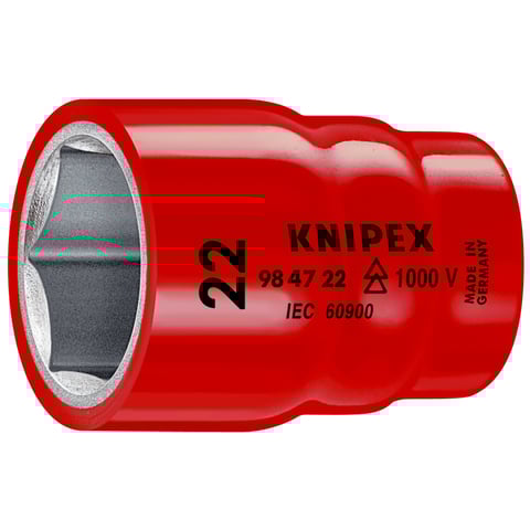 Casquilho sextavado Knipex (98 47 22) para parafusos sextavados com encaixe quadrado interior de 1/2".