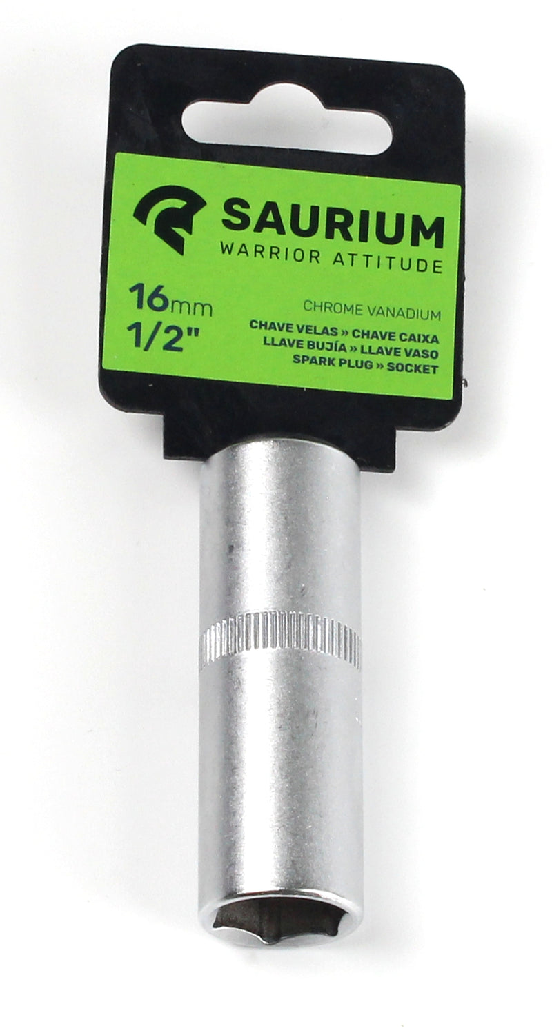 Spark Plug, Socket, CRV, 16mm, 1/2" - SAURIUM®
