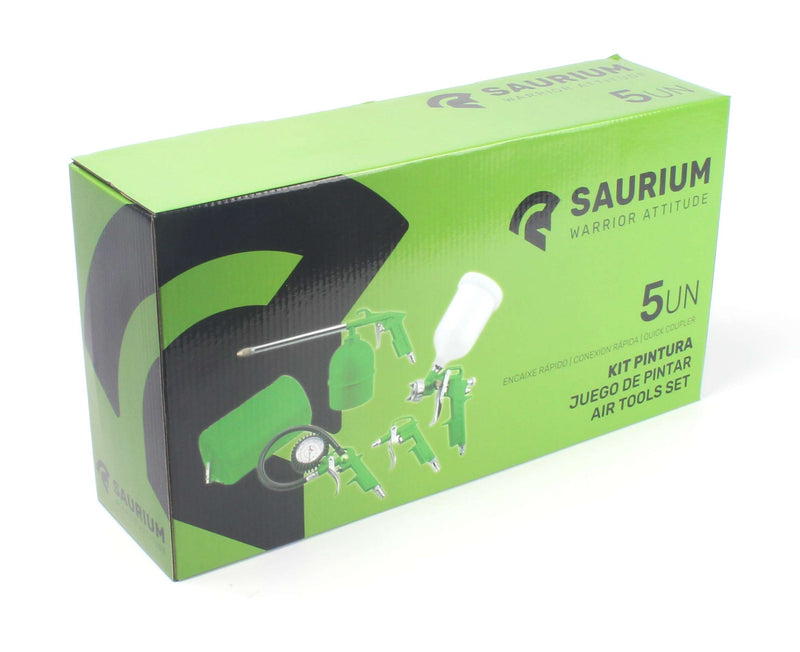 Juego de herramientas neumáticas, 5 unidades, tanque superior - SAURIUM®