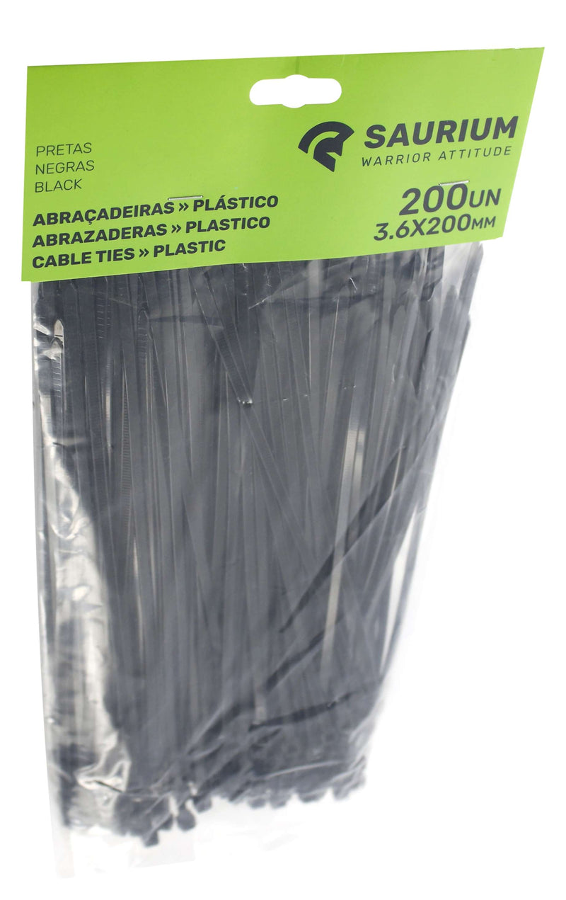 Abraçadeira Plástico Preta, 3.6x200mm, 200Un