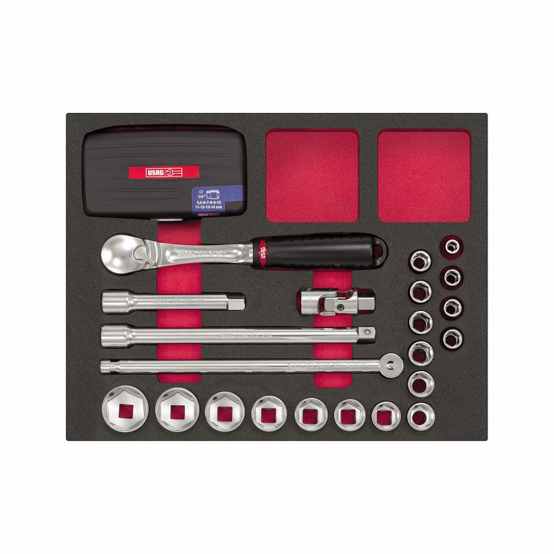 USAG (5003/609M) Assortment With Hexagonal Sockets And Accessories 1/4 - 1/2 (60 Pcs.)