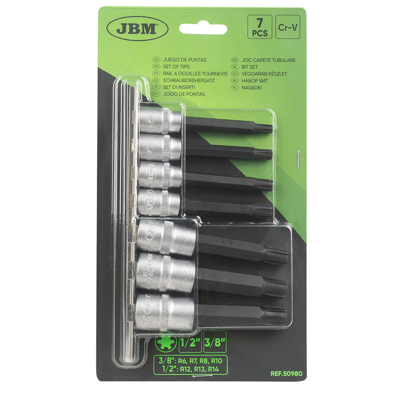 JBM (50980) 7-Piece Set Of Ribe Bits With 1/2" And 3/8" Sockets