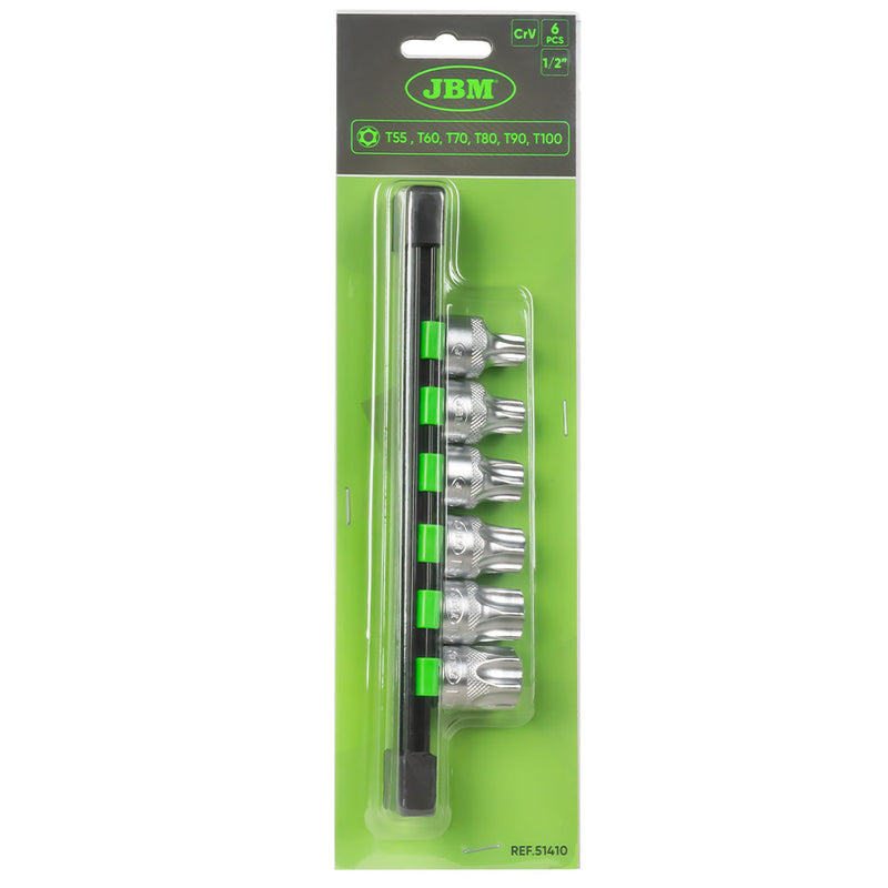 JBM (51410) Conjunto de 6 peças de bits Torx invioláveis ​​com tomada de 1/2"