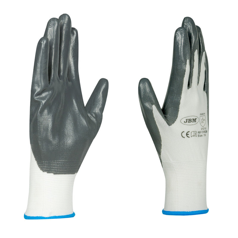 Guantes recubiertos de nitrilo en palma JBM (51632N) T.10