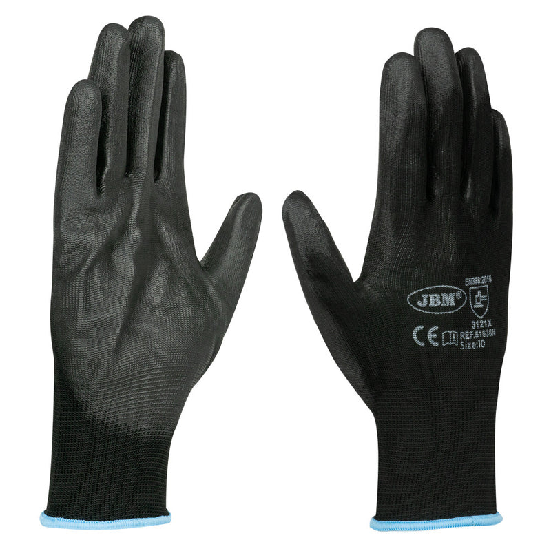 Guantes JBM (51636N) recubiertos de poliuretano en la palma T.10