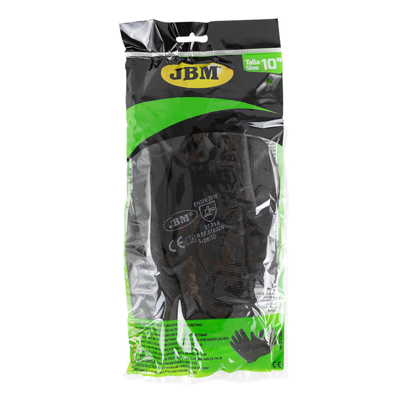 Guantes JBM (51636N) recubiertos de poliuretano en la palma T.10