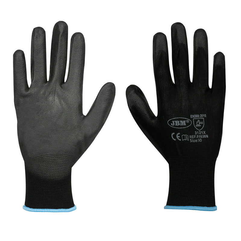 Guantes JBM (51636N) recubiertos de poliuretano en la palma T.10