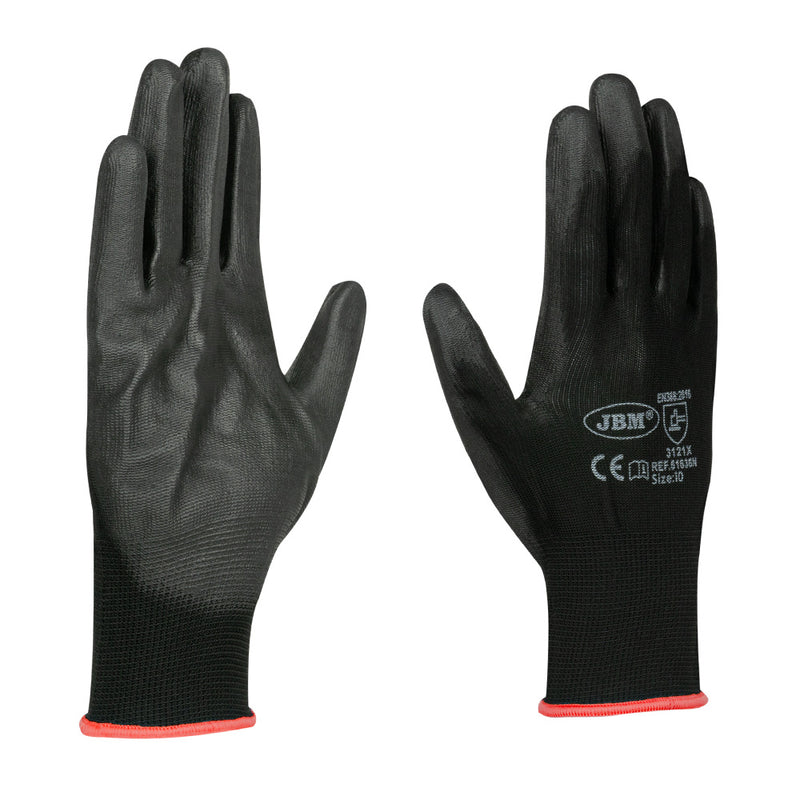 Guantes JBM (51640N) recubiertos de poliuretano en la palma T.8