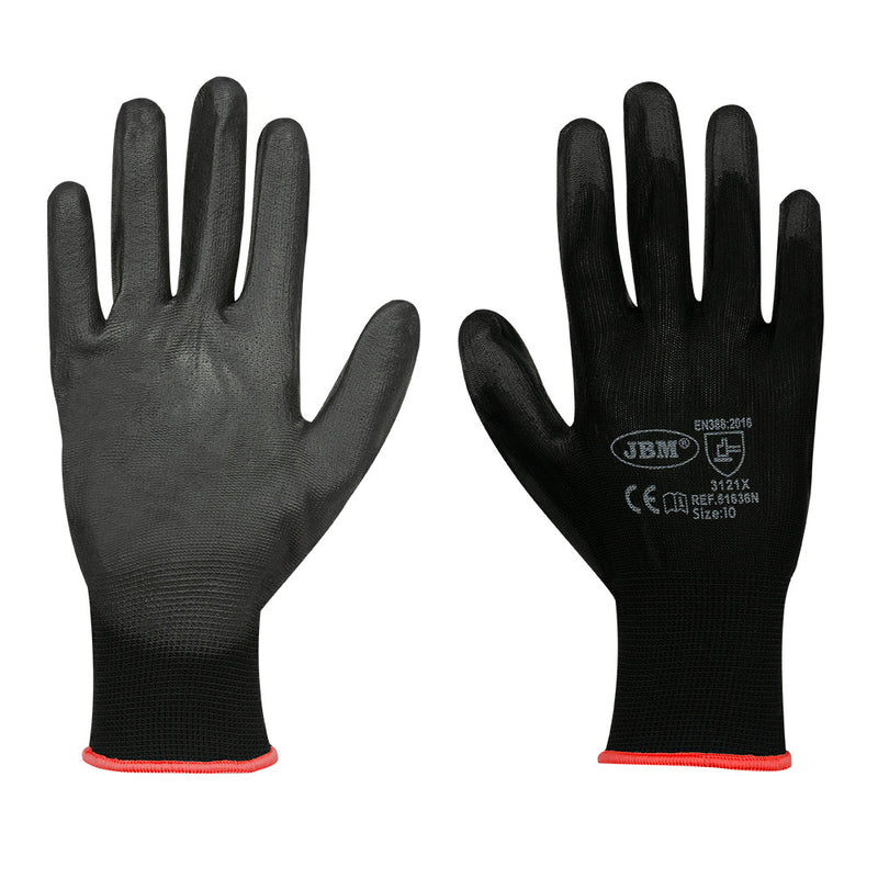 Guantes JBM (51640N) recubiertos de poliuretano en la palma T.8