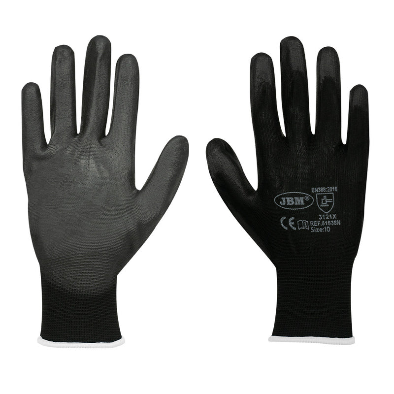 Guantes JBM (51642N) con palma recubierta de poliuretano, talla 9