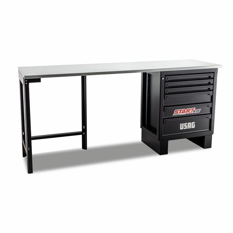 USAG (516 SA/BC2A) Workbench with Drawer Unit and Upright - Steel Top
