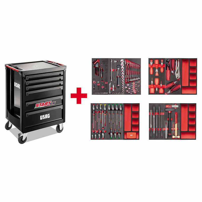 USAG (516 ST6NMM) Armario de rodillos de arranque con surtido para mantenimiento 495 Mb (156 uds.)