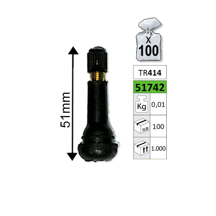 JBM (51742) Tyre Valve Tr414 51mm