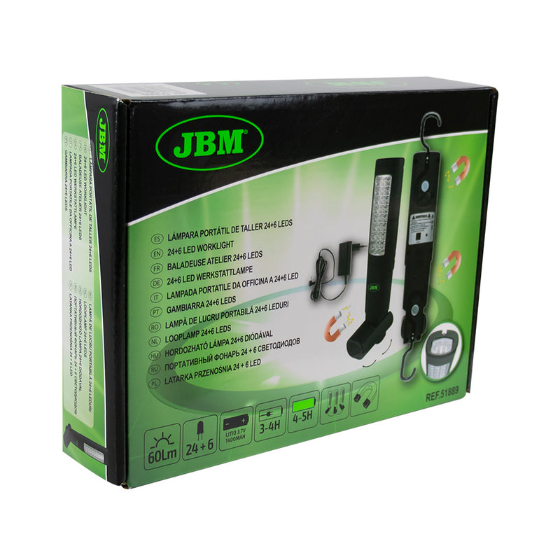 Lámpara LED articulada portátil JBM (51889) con doble imán - 60 lm