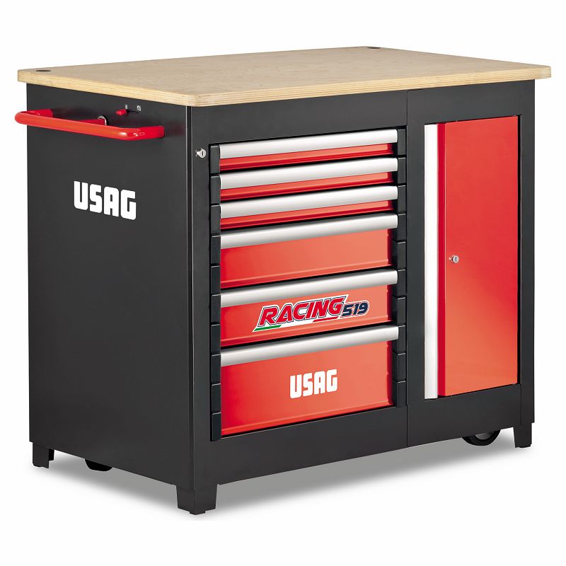 USAG (519 RBU6/3V) Bancada de trabalho móvel de corrida - 6 gavetas (vazia)