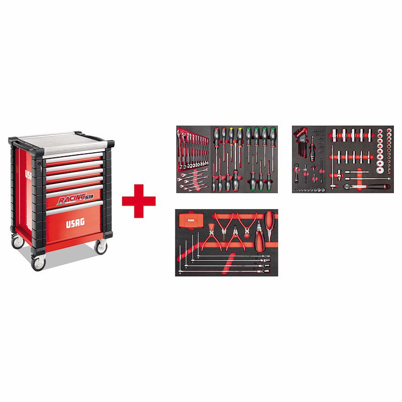 USAG (519 RS6/3MA) Armário de competição com sortido automóvel 495 Maa (155 peças)