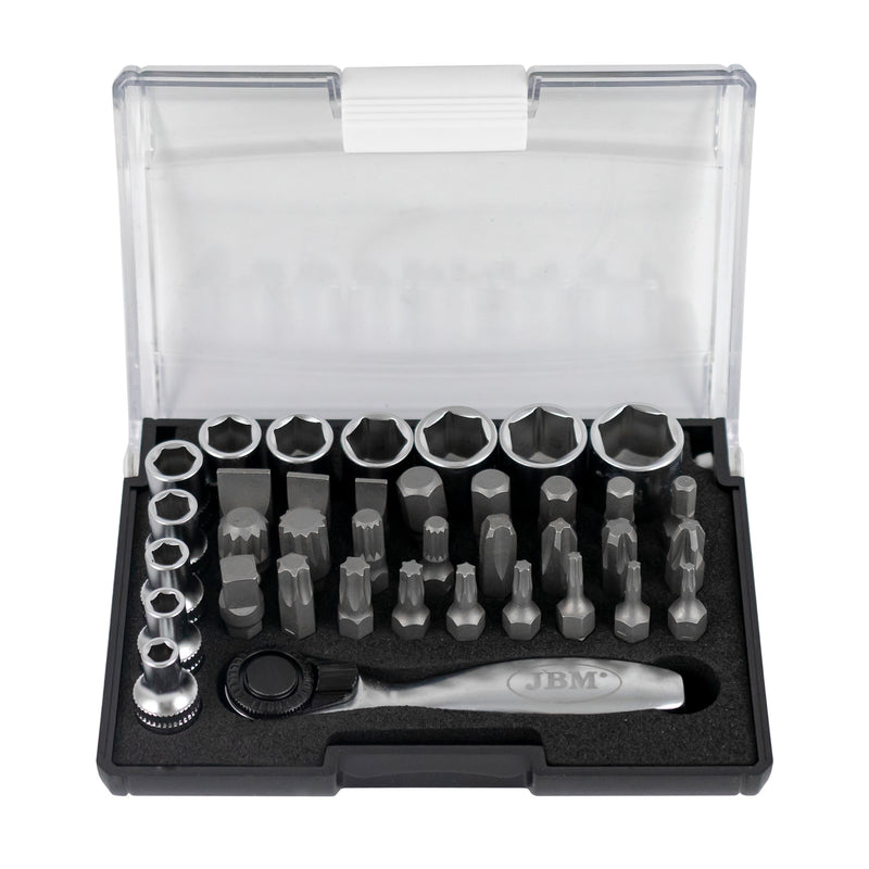 JBM (52198) Mini 37-Piece Bit And Socket Set With 1/4" Ratchet
