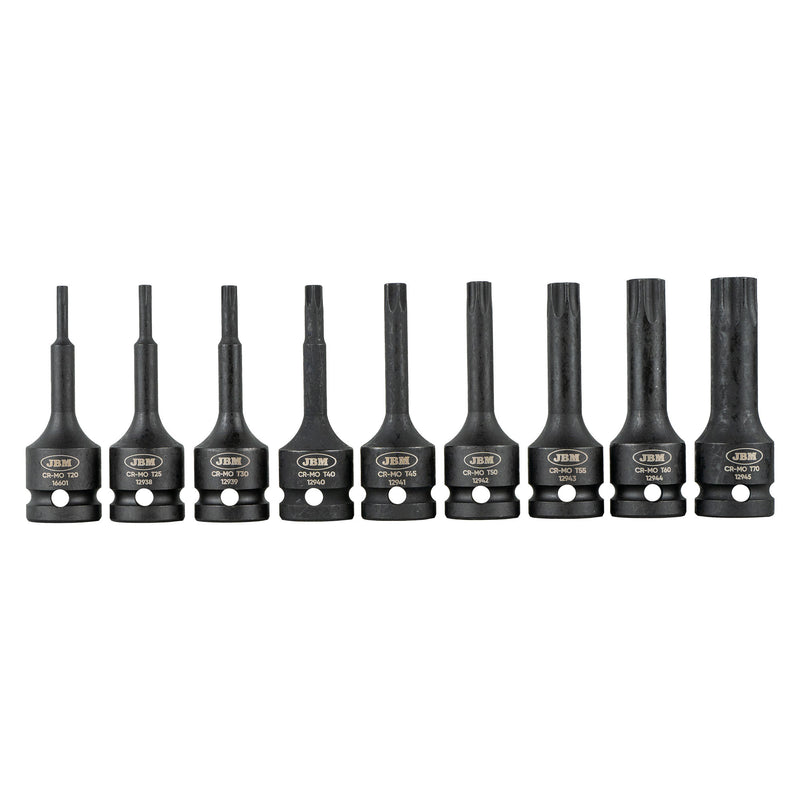 JBM (52340) Jogo de 9 peças de bits de soquete de impacto Torx T60 de 1/2"