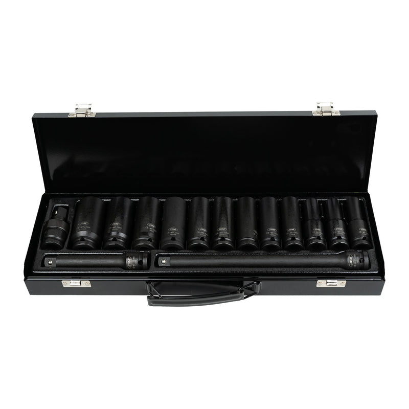 JBM (52346) Jogo de 15 Soquetes de Impacto Profundos Hexagonais de 1/2"