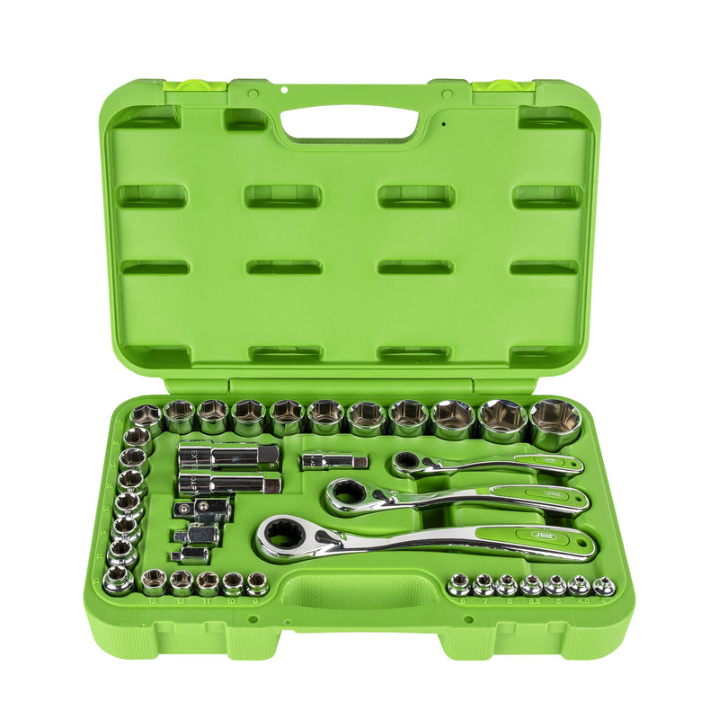 JBM (52418) 39-Piece Go-Through Tool Case With 1/2", 1/4" And 3/2" Sockets  Chrome Finish