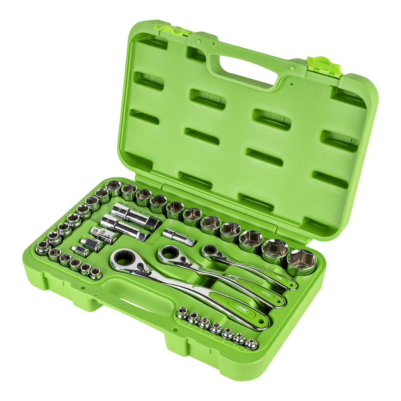JBM (52418) 39-Piece Go-Through Tool Case With 1/2", 1/4" And 3/2" Sockets  Chrome Finish